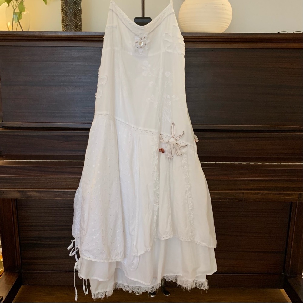 COPY - Savage Culture White Fairy Goth Tiered Maxi Dress, Size Medium